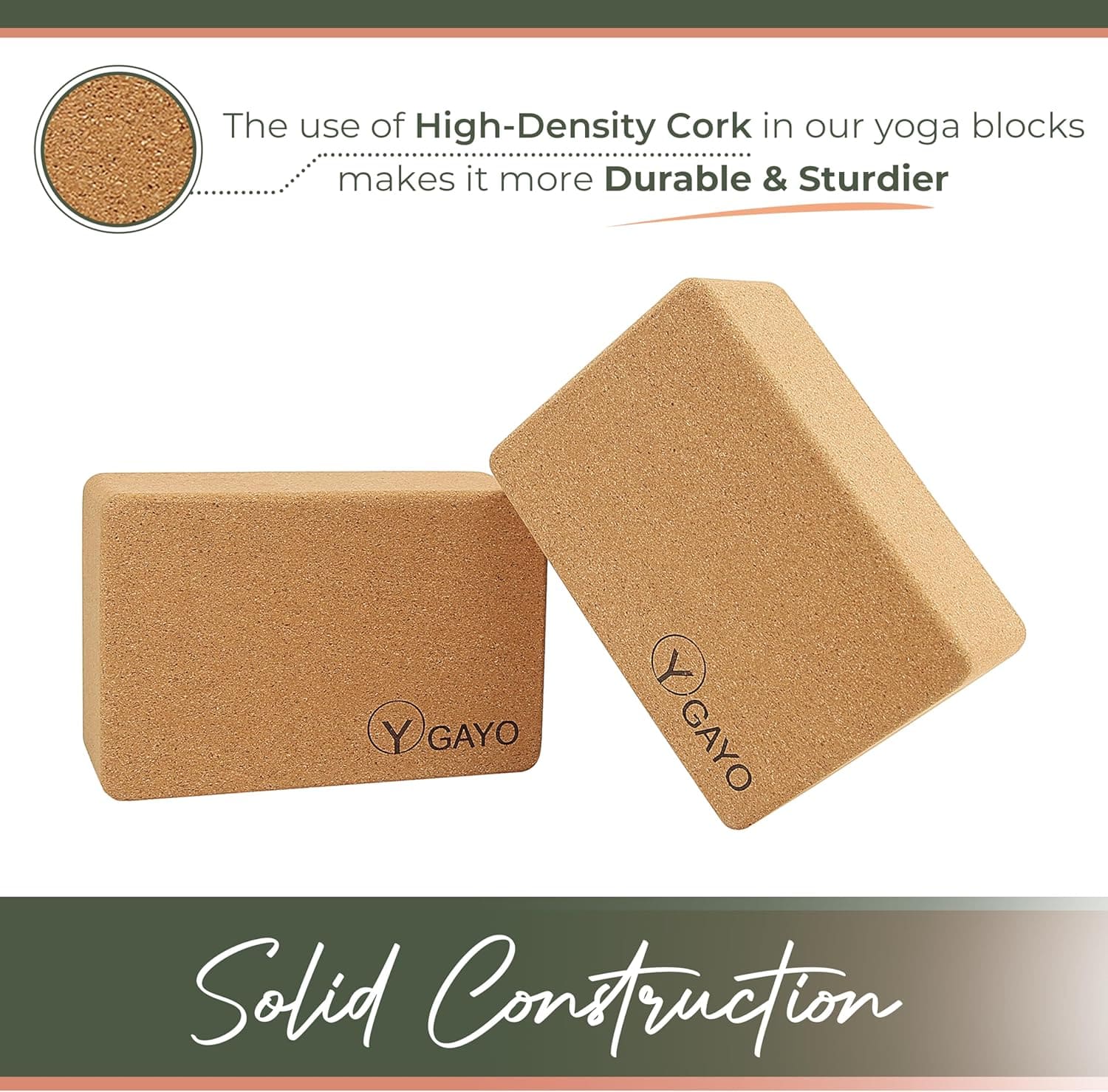 Sustainable Large Cork Yoga Blocks & Strap Set