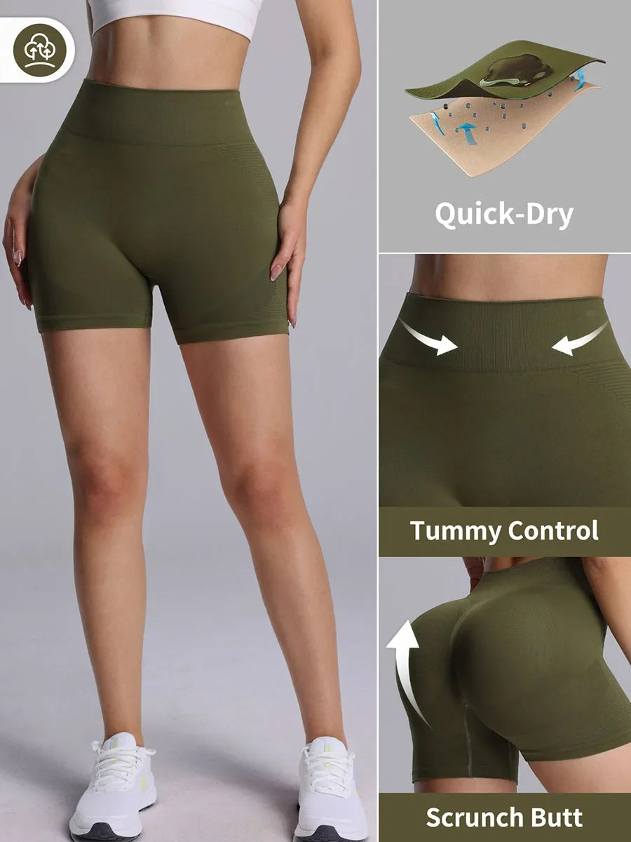 Women's High Waist Luminous Yoga Shorts Fitness Running Activewear