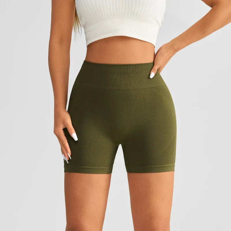 Women's High Waist Luminous Yoga Shorts Fitness Running Activewear