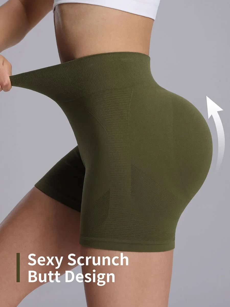 Women's High Waist Luminous Yoga Shorts Fitness Running Activewear