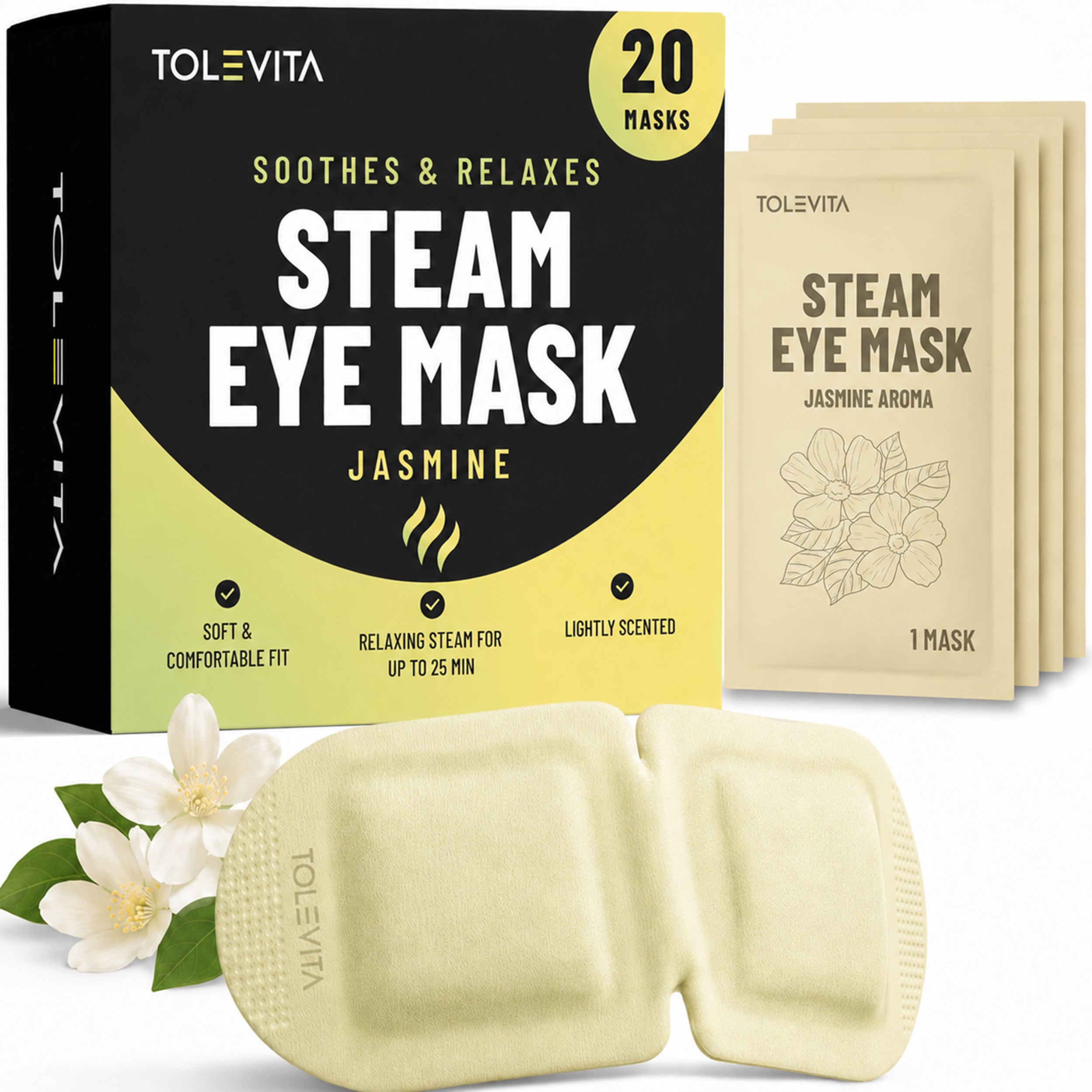 Self-Heating Steam Eye Mask Soothing Relaxation Mask 20-Pack