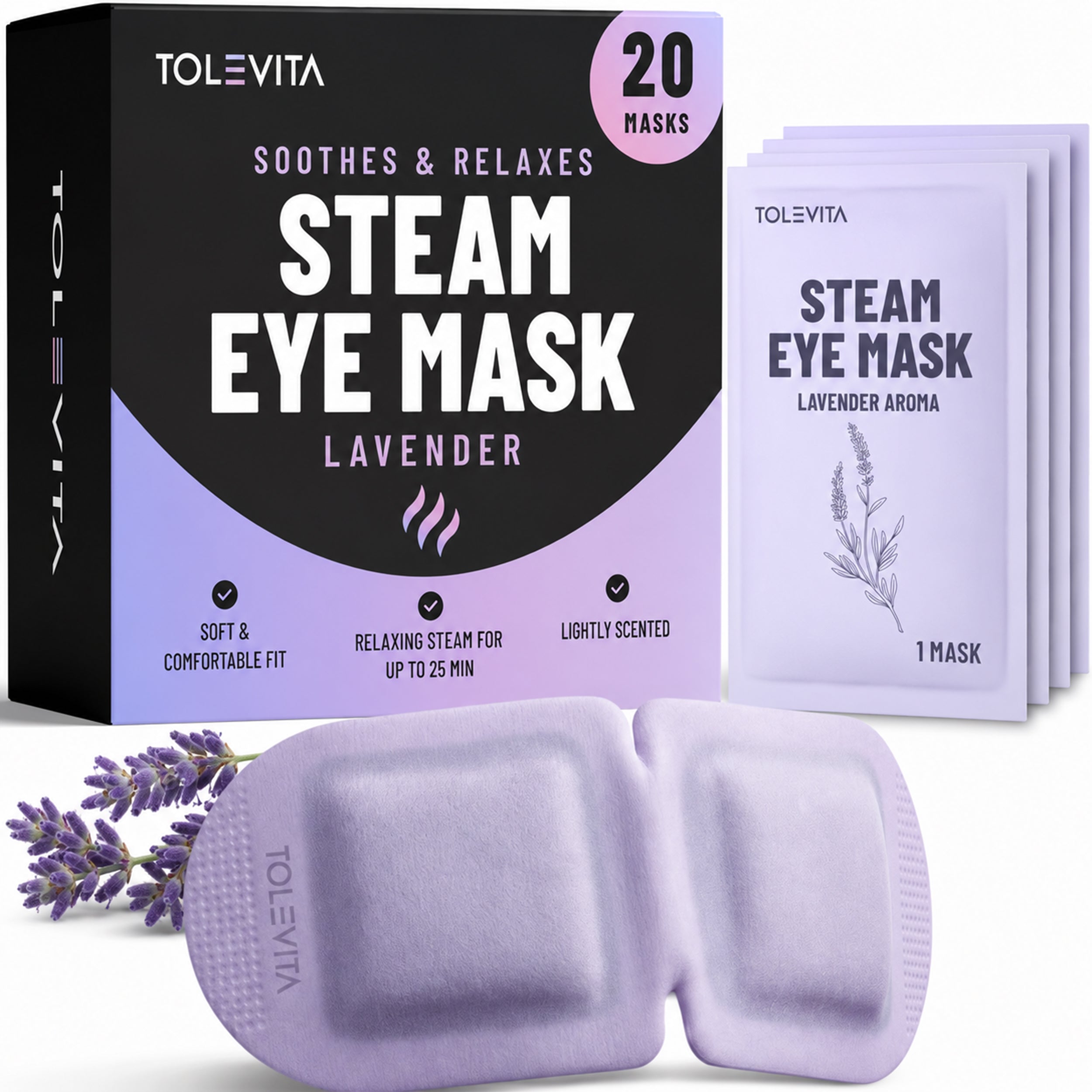 Self-Heating Steam Eye Mask Soothing Relaxation Mask 20-Pack