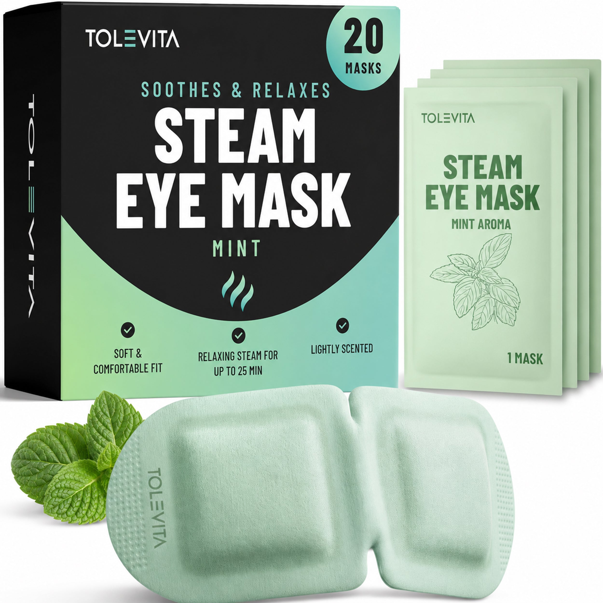 Self-Heating Steam Eye Mask Soothing Relaxation Mask 20-Pack